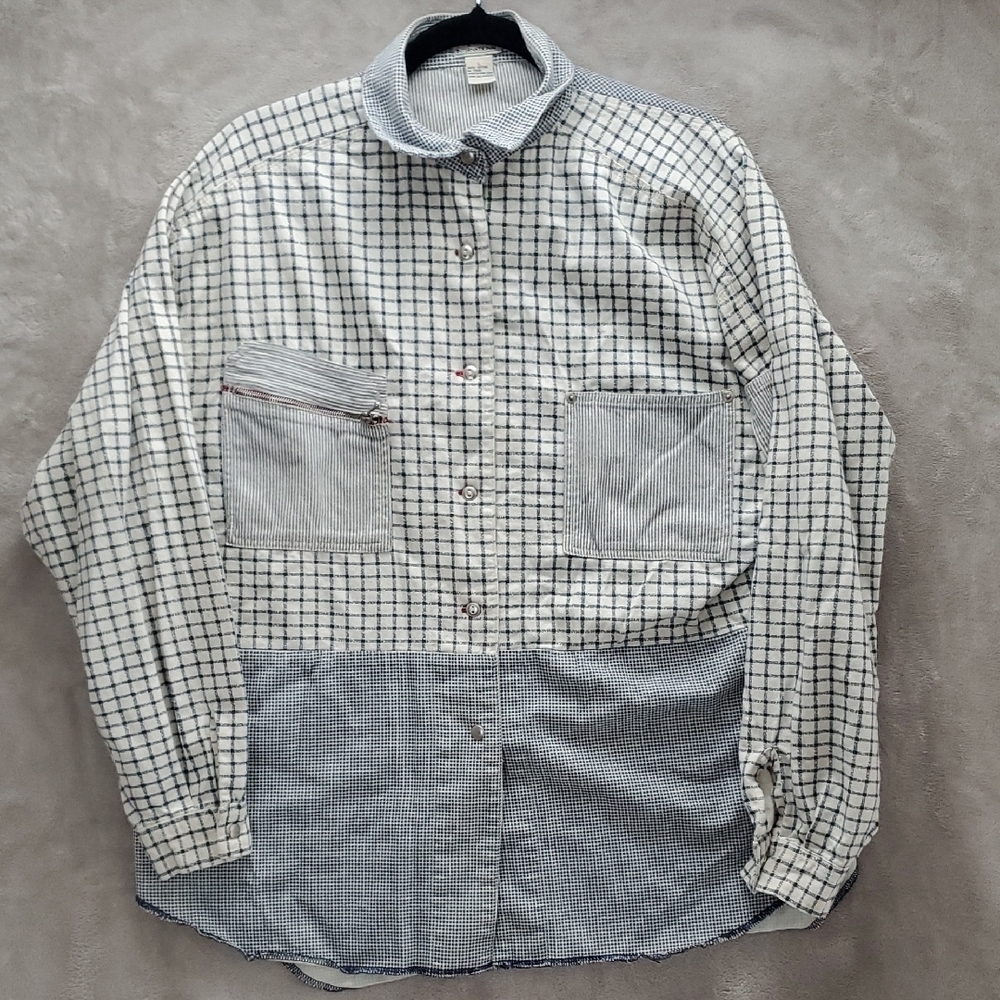 STEFANO INTERNATIONAL | LARGE UNISEX JACKET VINTAGE LIGHT WEIGHT  | BLUE WHITE